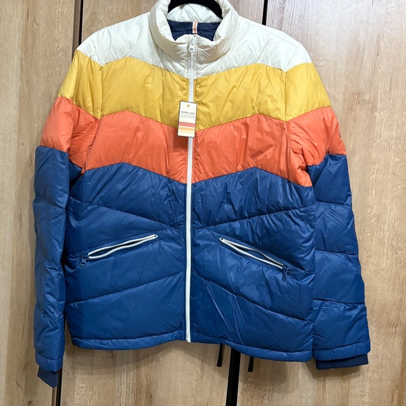 Marine Layer Archive NWT Colorblock Puffer Jacket Blue/Orange M or L MSRP $248 - Picture 7 of 14